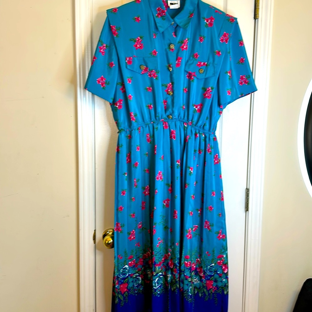 Vintage 80s Leslie Fay Floral Dress - Size 18